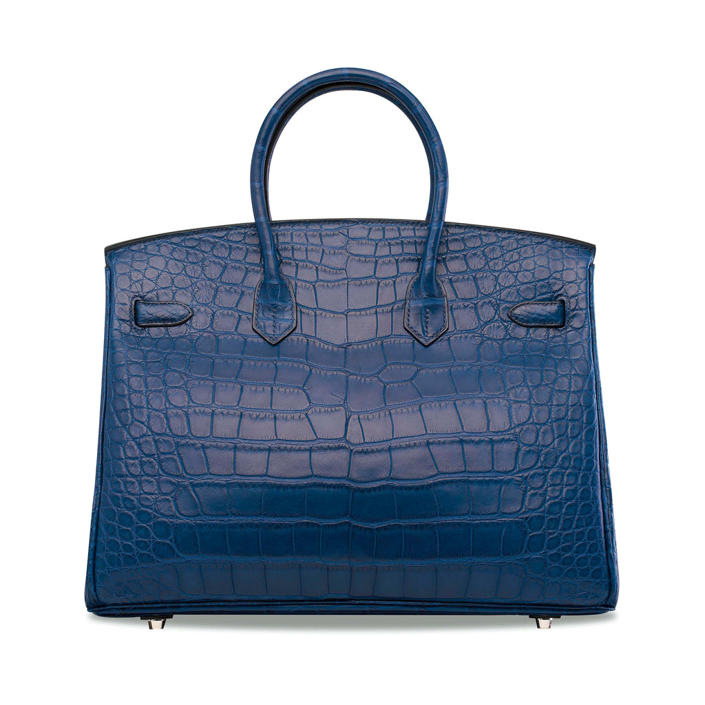 Hermès Birkin 35cm Handbag – Matte Bleu de Malte Alligator with Palladium Hardware