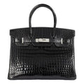 Hermès Black Shiny Crocodile Birkin 30cm Tote Bag Palladium Hardware