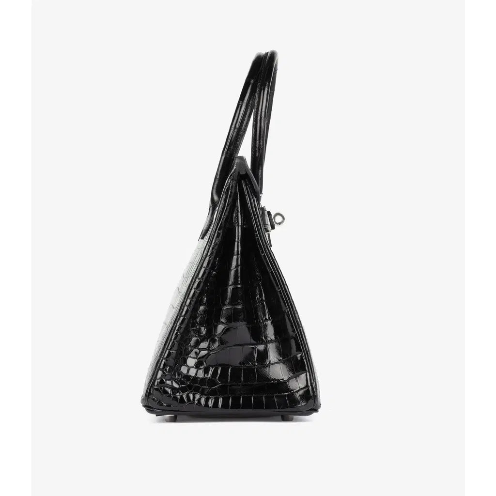 Hermès Black Shiny Crocodile Birkin 30cm Tote Bag Palladium Hardware