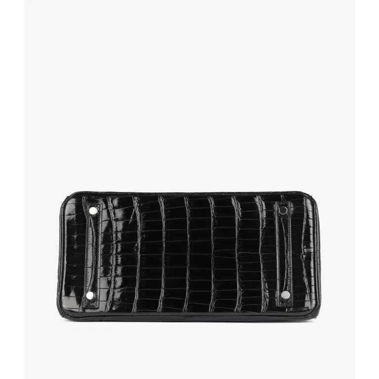 Hermès Black Shiny Crocodile Birkin 30cm Tote Bag Palladium Hardware