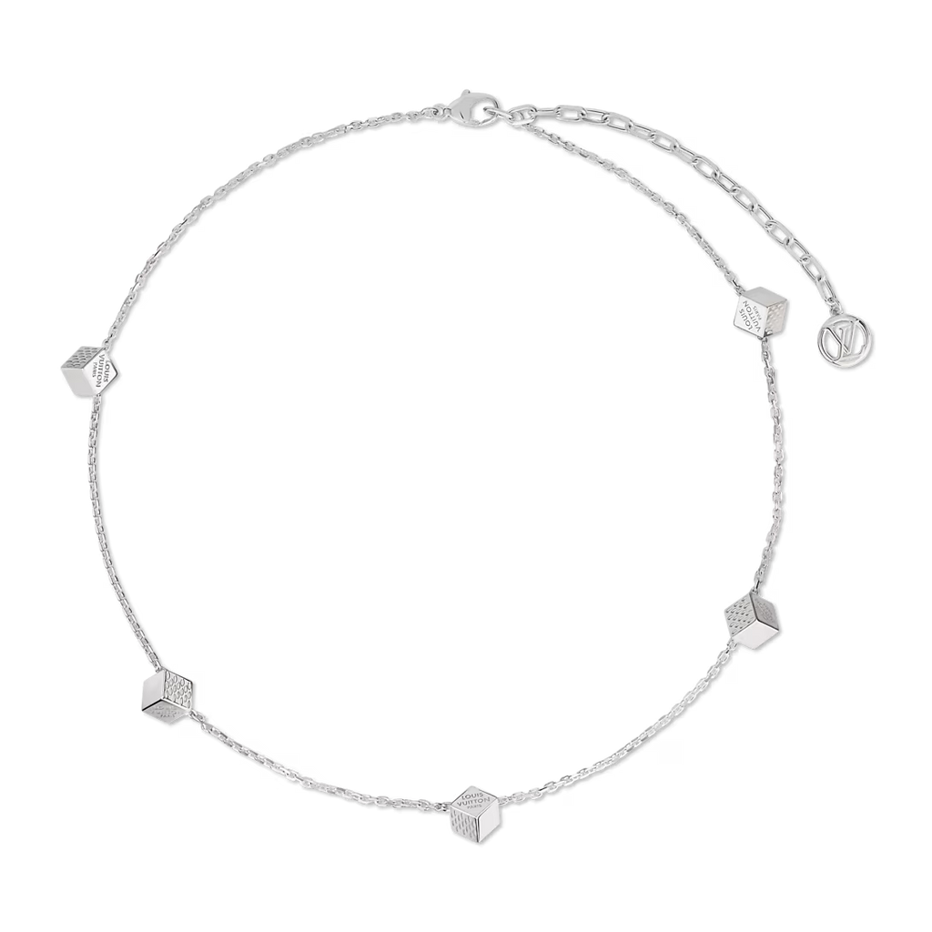 M04263 New LV Cube Necklace Silver