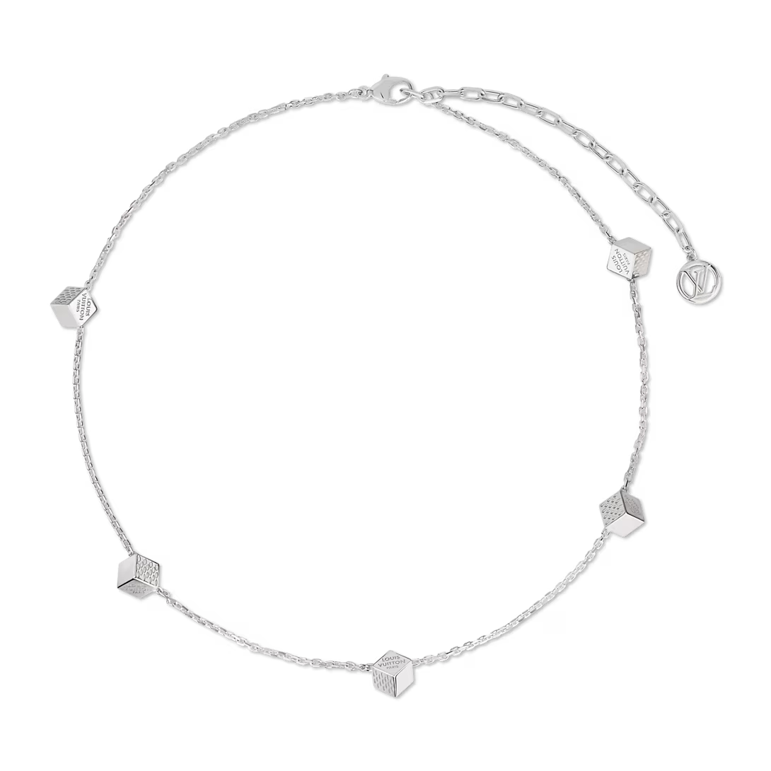 M04263 New LV Cube Necklace Silver