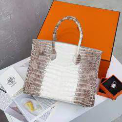 Hermes Birkin 30 Himalaya Niloticus Crocodile Diamond Top Handle Bag
